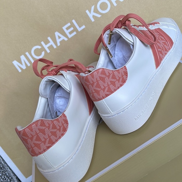 MICHAEL KORS POPPY STRIPE LACE UP NAPPA FAUX LEATHER SHERBERT WMNS - Picture 15 of 16